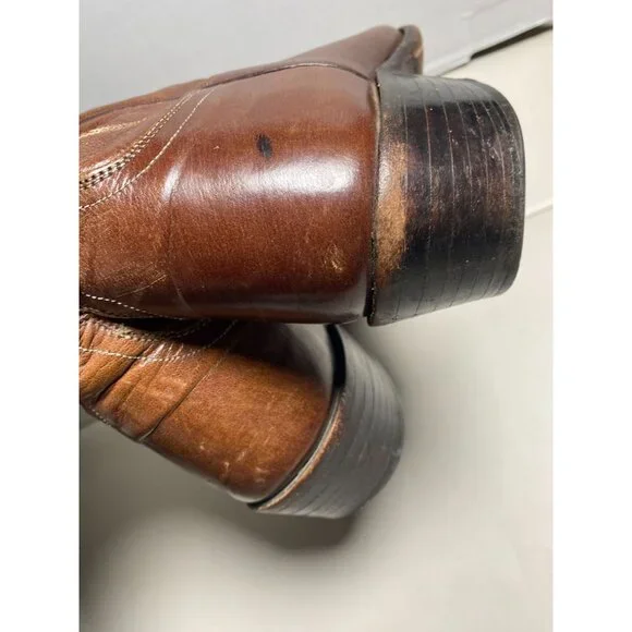 Lucchese 2000 Men Vintage Cowboys Boots Sz 10.5 D Brown Leather Western T3022R4 - Picture 16 of 16